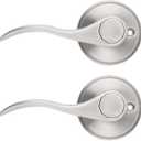 Probrico Half Dummy Door Handles Levers Single Side Non-Turning Door Handles - Pack of 2 for Closets with a Satin Nickel Finish, Left Handing