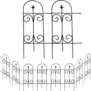 32 Inch x 50 Feet (40 Panles) Black Decorative Garden Fence Border Folding Fence, Decorative Folding Wire Fencing Border Fence Edge Decor Fence Animal Barrier