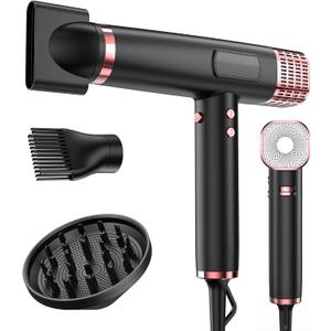 MESCOMB Dual Voltage Ionic Hair Dryer with Diffuser - 1875W High-Speed Blow Dryer for Women, Fast Drying, No Heat Damage, Low Noise, Lightweight, European Travel 110V-120V/220V-240V, Pink