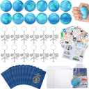 Maitys 72 Pcs Travel Party Earth Stress Balls, Airplane Keychain, Passport Book with Assorted Travel Stickers for Scrapbooks, Organza Bags for Adults Adventure Theme Party Supplies