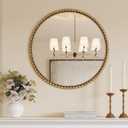 Round Gold Wall Mirror - Circle Wall Decor Mirrors, 31.5 Inches Vintage Beaded Mirror Wall Art Decor for Bathroom, Entryway, Living Room, Hallway