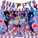 Cartoon Birthday Party Supplies, Cute Anime Party Decorations Set Include Banner, Cake Topper, Cake Cupcake Toppers, Backdrop, Balloons for Movies Theme Party