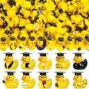 120 Pcs Graduation Mini Resin Ducks 10 Style Small Ducks Figures with graduate Cap Bulk Yellow Grad Ducks Class of 2026 for Graduation Party Favors Gift DIY Crafts Dollhouse Decor