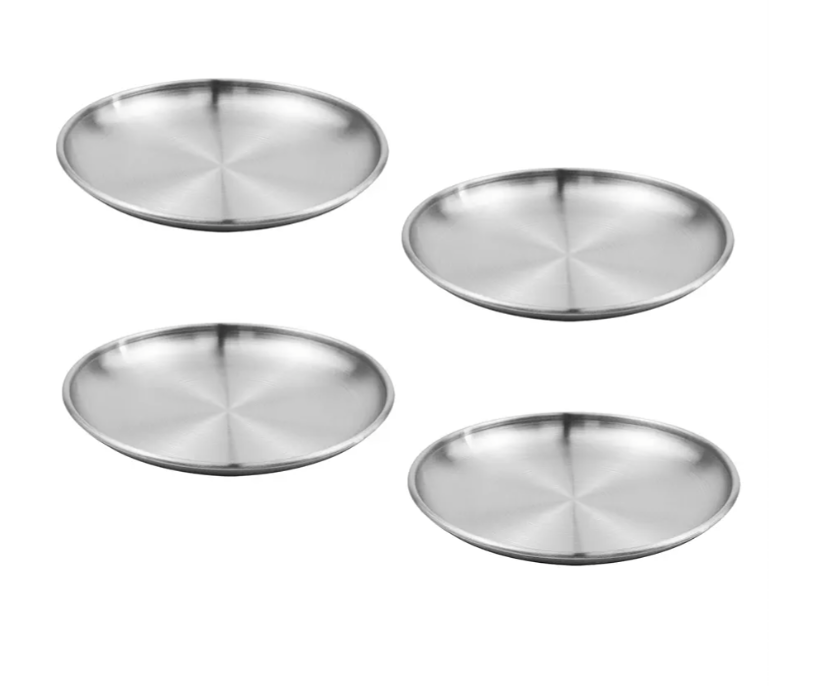 4 Metal Silver Plates 6.5"