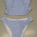 ZAFUL Women's Tankini Swimsuits Tummy Control Swimwear Two Piece Bathing Suits Swim Top with High Waisted Bottom (Blue, S)