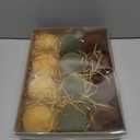 Christmas Ornaments Set of 12, 3.15" Flocked Velvet Balls with Hand Painted Designs, Elegant Christmas Tree Decorations in Gift Box (Brown&green)