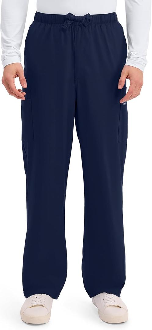 Cherokee Scrub Pants for Men Cargo Nursing Bottom with Zip Fly, 7 Pockets, Elastic Waist & 2-Way Stretch Fabric 4243, 2XL