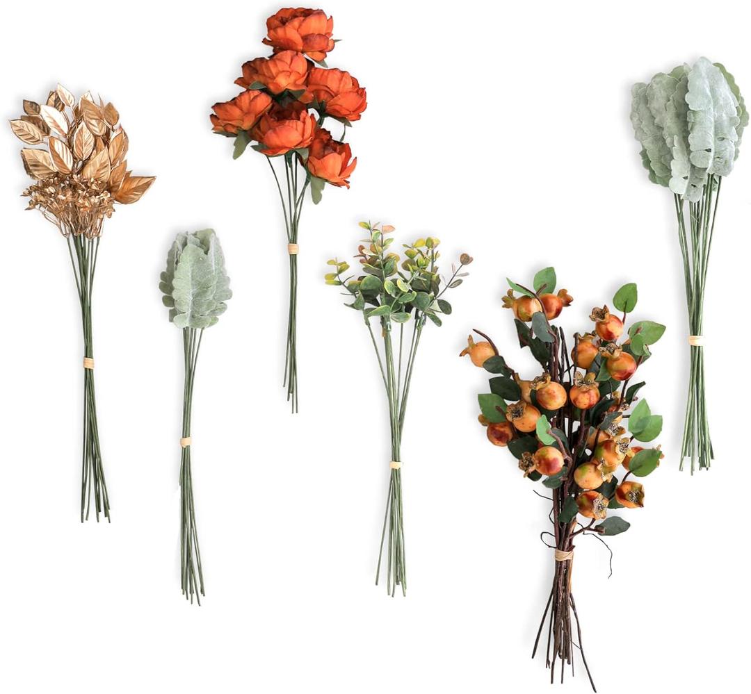 Lookein Artificial Greenery Stems Box Set Terracotta Greenery Filler for Flower Arrangement for DIY Terracotta Wedding Decor Fall Flowers Centerpiece