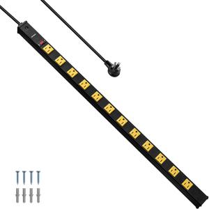 12 Outlet Industrial Long Power Strip Surge Protector, 15 FT Cord
