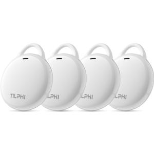 Air Tracker Tags-4 Pack: Bluetooth Tracker Works with Apple Find My (iOS Only), Key Tags and Smart Tag Locator for Luggage, Backpack, Suitcases, Pets, Replaceable Battery(White)