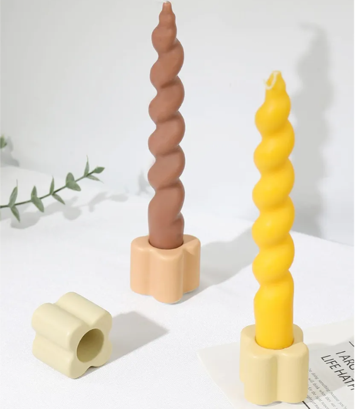 CHOCSTAY Candlestick Holders Set of 6, Green Taper Candle Holders for Candlesticks, Ceramic Candle Holder for Candle Stick Holder Decor, Wedding, Christmas, Party, Dinner, Table Centerpieces