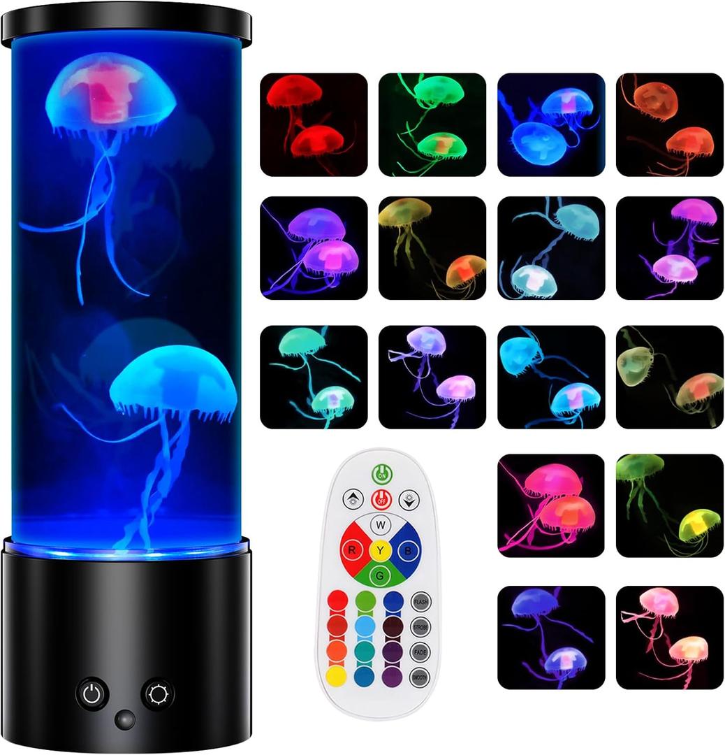 Jellyfish Lamp Light Moving, 17 Colors Changing Jelly Fish Tank Mood Lamp for Kids Adults Room Decoration, Large Giant LED Floating Jellyfish Aquarium Night Light with Remote for Christmas Gift