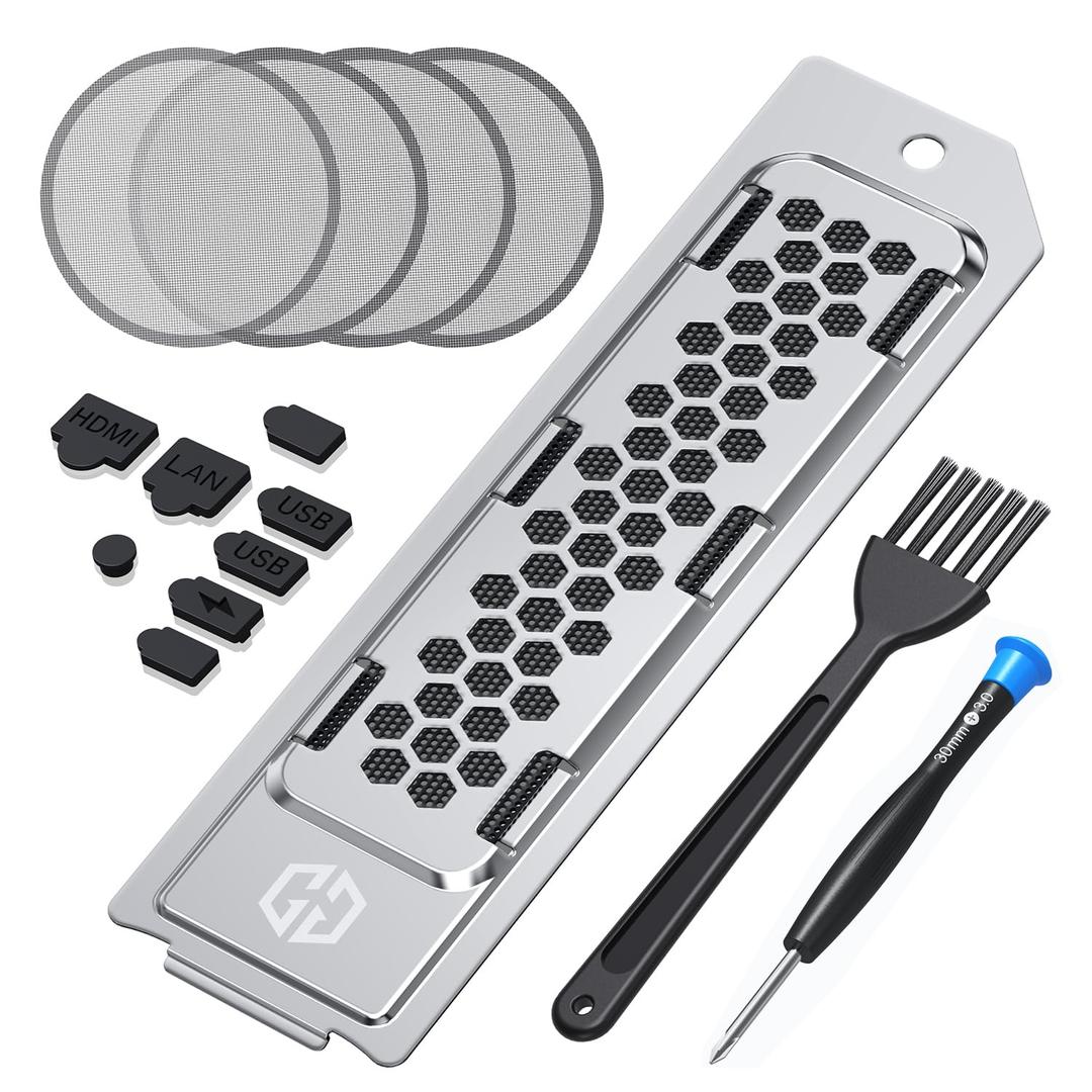 GRAUGEAR Cooling & Dust Protection Upgrade for PS5 Pro/PS5 Slim, PS5 Pro/Slim M.2 SSD Heatsink Cover with Fan Dust Filter and Port Plugs, Prevent Overheating and Dust Buildup (PS5 Pro/PS5 Slim)