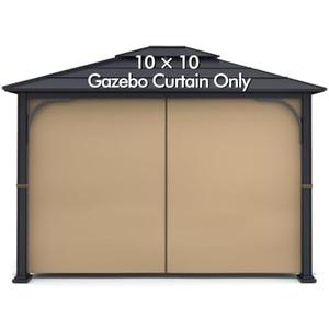 Gazebo Universal Replacement Privacy Curtain - Wonwon Privacy Panel Canopy Side Wall with Zipper for 10' x 10' Outdoor Gazebo (Khaki)