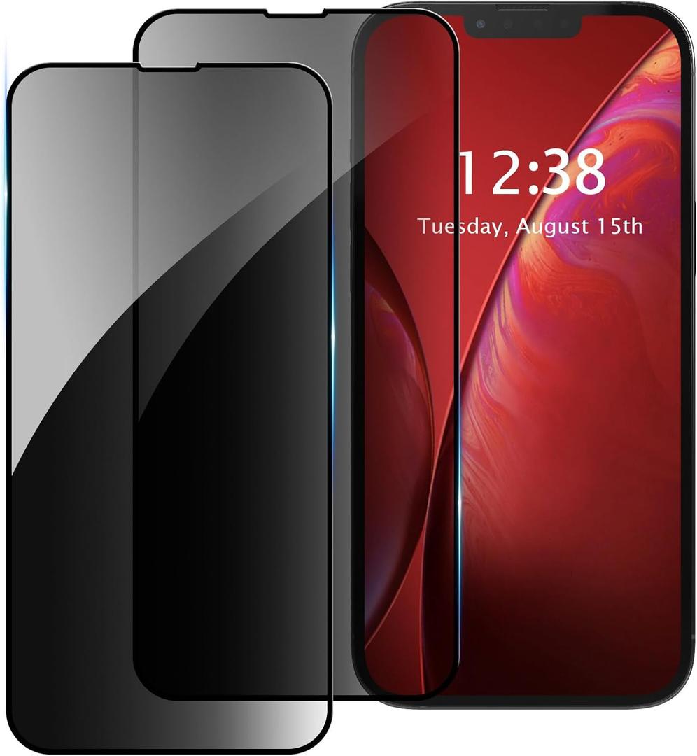 [2 Pack Privacy Screen Protector Compatible with vivo Y03/Y11(2023)/Y17s/Y35+/iQOO Z7i/Y77e/Y77/Y76 5G/Y75 5G/Y74s/Y56/Y55 5G Privacy Glass Full Coverage Tempered Glass Protective Black&2