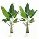 Bird of Paradise Artificial Plant 4 ft Tall Faux Banana Leaf Tree, 2 Pack
