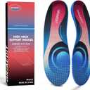 2 x Plantar Fasciitis Insoles for Men Women,High Arch Support for Pain Relief,Inserts Orthotic for Flat Feet Absorbing Inserts Standing All Day,Insoles for Work Boots M4-4.5/W6-6.5 (Red)