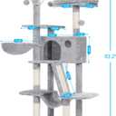 Hey-brother Cat Tree, 53 inch Cat Tower for Indoor Cats, Cat House with Padded Platform Bed, Toy Balls, Large Cozy Condo, Hammocks and Sisal Scratching Posts, Light Gray MPJ019-SW