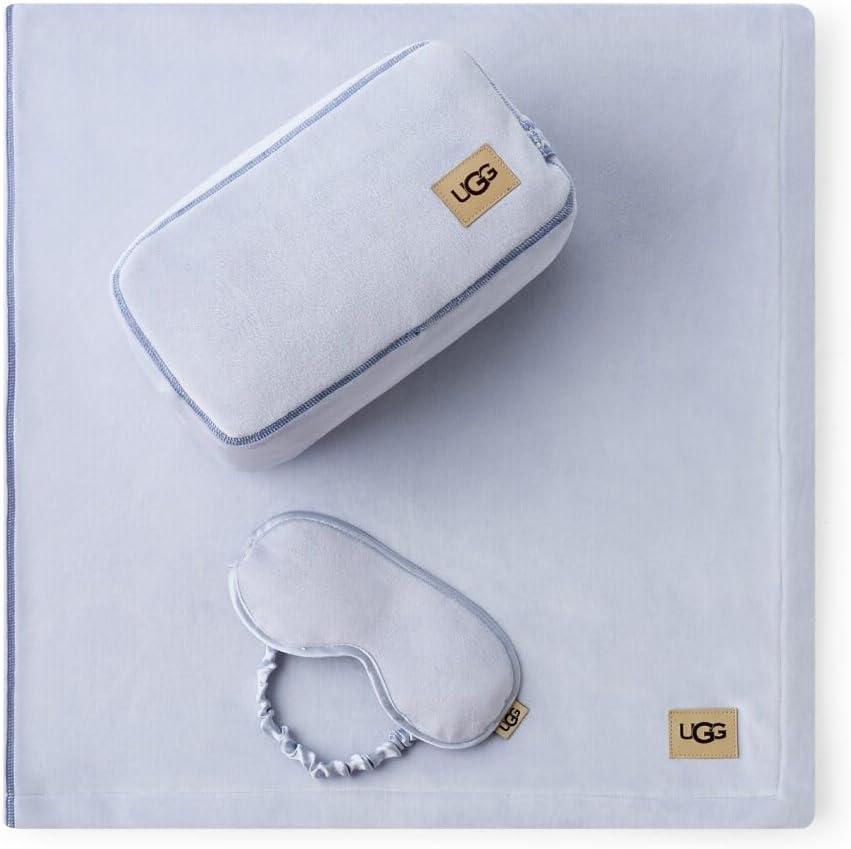 UGG Raegen Travel Blanket & Eye Mask Set 3 Piece Plush Travel Accessories Kit with Carry Case, Soft Airplane Travel Blanket for Flights & Car, Cozy Travel Essentials & Gift Sets for Women, Lavender