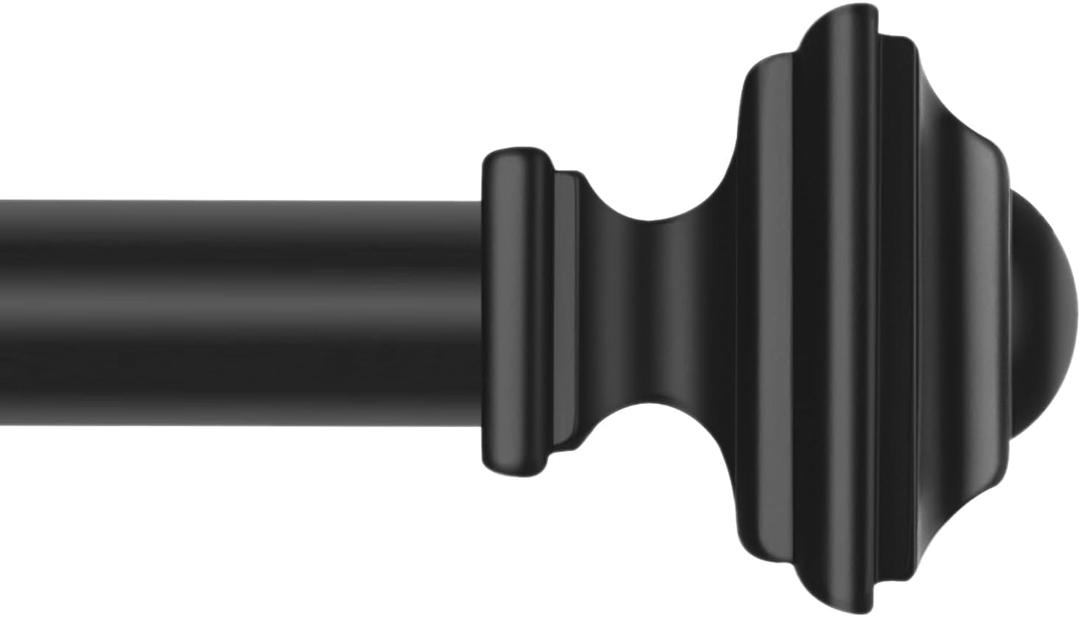 Black Curtain Rods 66 to 120 Inches(5.5-10 Feet),Decorative 3/4 Inch Diameter Drapery Rod Set with Square Finials,Size:36''-120'',Matte Black