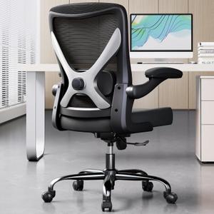 Ergonomic Office Chair - X-Shaped Computer Desk Chairs Comfy, Mesh High-Back Gaming Chair with Adjustable Lumbar Support, Executive Task Chair for Adults, Comfortable for Long Hours (Black)