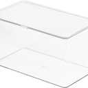 Clear Plastic Storage Bin with Lid, Organizer for Pantry, Office, Bathroom, Kitchen, Snack, Tea Bag, Coffee Container (Large)