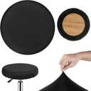 2 Pcs Bar Stool Covers Black Round High Elastic Bar Stool Covers Soft Stool Cushion Washable Slipcovers Fit for Dia 11-14 in Bar Round Chair for Home Bar Hotel Market