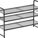 SUFAUY 3-Tier Mesh Shoe Rack, Closet Metal 33" Wide Shoe Shelf Heavy Duty, Black