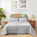 Cozy Bliss Seersucker Cooling Comforter Queen Size, Q-Max 0.45 Reversible Lightweight Cooling Blanket, Breathable Silk Smooth Summer Bedding Quilt for Hot Sleepers Night Sweats Light Grey