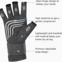 Duerer Arthritis Compression Gloves with Straps, Women Men for RSI, Carpal Tunnel, Rheumatoid, Tendonitis, Hand Pain, Hand Support. Fingerless Gloves for Computer Typing and Daily work (Grey, L) (Large (1 Pair))