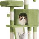 Feandrea Cat Tree, 45.3-Inch Cat Tower, Plush Condo with Scratching Post, Ramp, Perch, Spacious Cave, for Small Space, Grass Green UPCT141C01