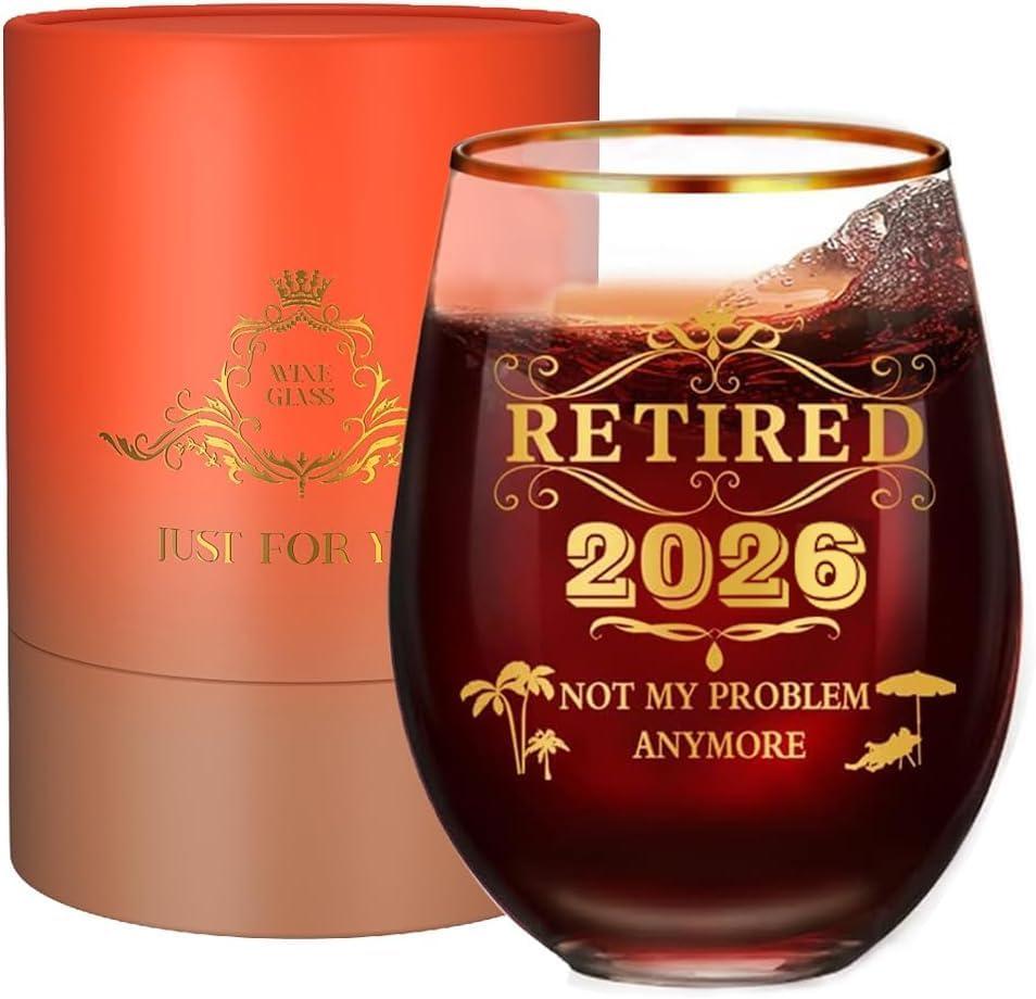 Great Retirement Gift for Women & Men 2026 !Coworker Leaving Gifts,Retirement Decorations, Farewell Goodbye Gifts For Coworkers - Stemless Wine glass