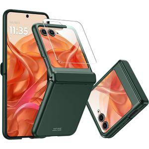 CENMASO for Motorola Razr 2025 Case/Razr 2024 Case with Hinge Protection & Built-in Screen Protector, Slim Full-Body Rugged Anti-Scratch Shockproof Protection Phone Case for Moto Razr 2025/2024-Green
