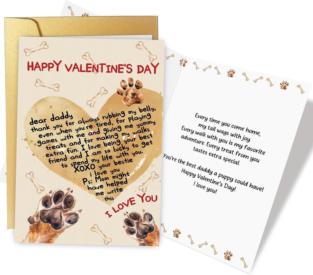 Supoeguk Lovely Valentine's Day Card Gift for Dog Dad, Funny Dog Dad Valentines Gift Ideas, Happy Valentine's Day Card from Dogs