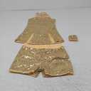 Girls Sequins Dance Costume Mesh Hip Hop Jazz Dance Outfit Sparkle Suit Sleeveless Top and Shorts Large
