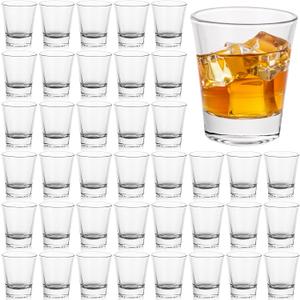 MIVIDE 48 Pack 60ml Round Shot Glasses Bulk Sets, 2oz Clear Heavy Base Shot Glass, Shot Glasses Set for Vodka, Whiskey, Tequila, Espresso, Liqueurs