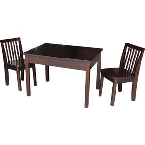 IC INTERNATIONAL CONCEPTS Kids' Table and Chair Set - Mission Style Juvenile Furniture, Includes 2 Chairs, Perfect for Playroom or Study Area - Rich Mocha Finish, 2 Piece