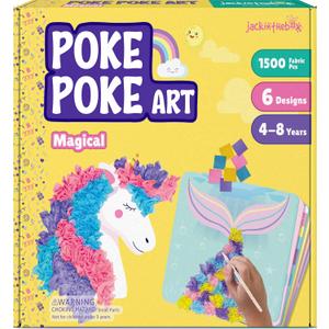 jackinthebox Poke Poke Art  Magical Theme, Mess-Free Fabric Art and Craft, Flower Pressing Kits, Gift for Kids, Girl Gifts, DIY Activity Boy Gift, Easter Gift for Girls and Boys Ages 4 5 6 7 8