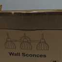 Bathroom Light Fixtures, 3-Light Brushed Gold Vanity Lights for Bathroom with Ribbed Amber Tulip Glass Shade, 20 in Bathroom Vanity Lights Over Mirror for Bedroom, Living Room, Hallway