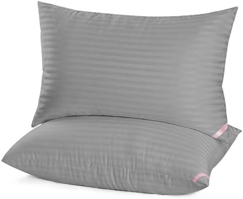 EIUE Bed Pillows for Sleeping 2 Pack Queen Size，Super Soft Down Alternative Microfiber Filled Pillows,Pillows for Side and Back Sleepers,20 x 30 Inches,Dark Gray