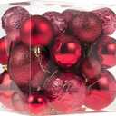 Senjie Red Shatterproof Christmas Ball Ornaments, 32 Pcs, Plastic, Eclectic Style, Wedding & Christmas Occasion