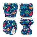 Babygoal Swim Diapers 3 Pack for 8M-3T Babies and Toddlers, Reusable Adjustable Washable for Baby Girl and Boy Swimming Lessons-Dinosaurs