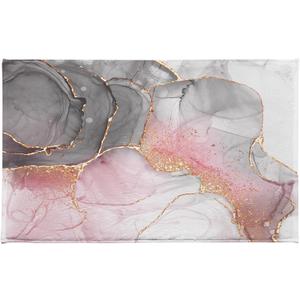 LB Grey Texture Bath Mat for Bathroom, Pink and Black Marble Texture Modern Abstract Bathroom Rug, Black and White Non Slip Absorbent Bathroom Mat Doormat, 24x16 Inch