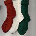 Tavaleu Christmas Stocking - 18 Inch Cable Knit Christmas Stockings, Cozy Hanging Xmas Stockings for Kids, Holiday and Fireplace Party Decoration, 3 Pack - Red & Green & White