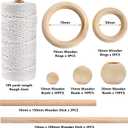 Hdviai 121Pcs Macrame Kit, Macrame Supplies 3mm x 109Yards Macrame Cord for Macrame Kits for Adults Beginners, with Accessories Like 100Pcs Beads and 10Pcs Wooden Rings for Macrame Plant Hanger Kit