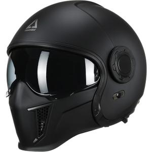 TRIANGLE Full Face Motorcycle Helmets,Off-Road Motocross Helmet for Men & Women,Dual Visor with Internal Tinted Sunshield,Open Face 3/4 Adult Racing Helmet DOT Approved(Black,L)