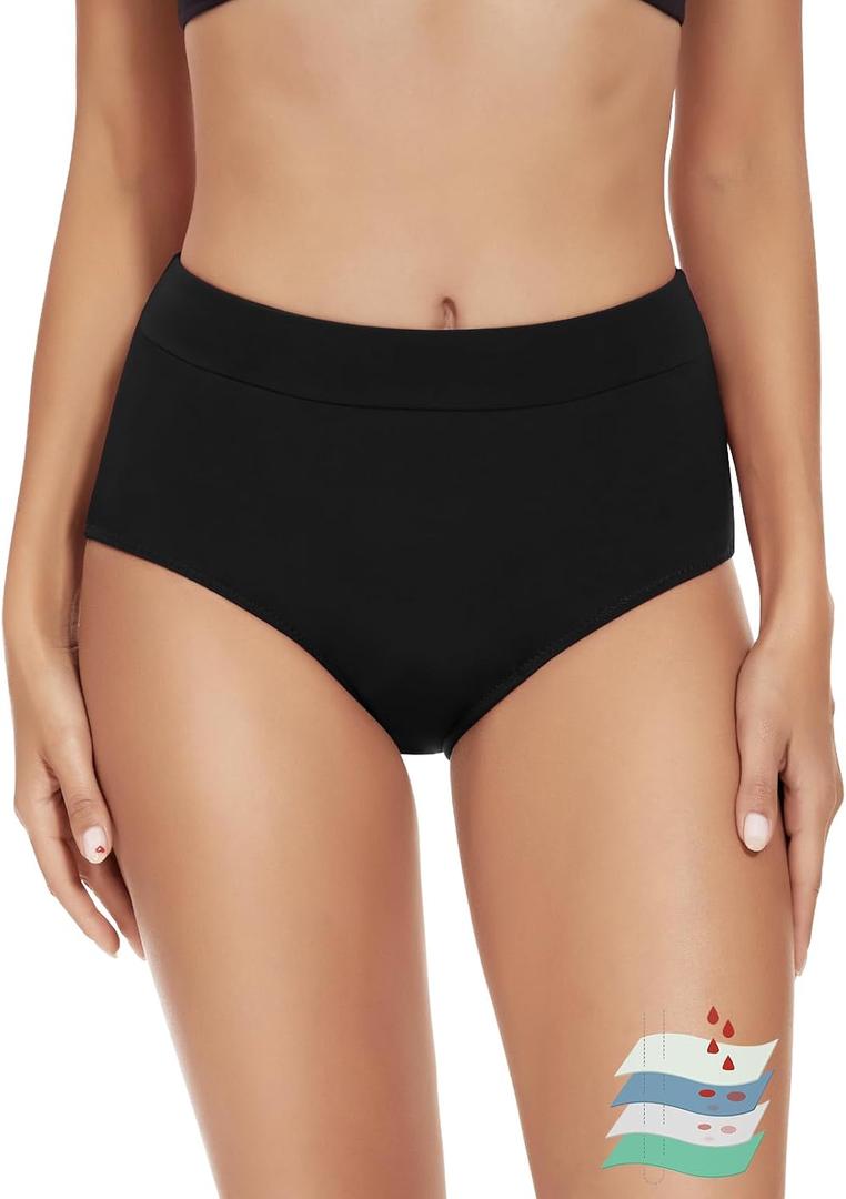 Period Swimwear Leakproof Swim Bottoms UV 50+ Menstrual Bathing Suits Bikini Brief for Women Teens Girls, XS