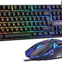 CHONCHOW Gaming Keyboard and Mouse Combo, USB Wired RGB Backlit, Mechanical Feel Anti-ghosting Keyboard 3200DPI Ergonomic Mouse, LED Gaming Set for Laptop PC PS4 Xbox Mac Game Work