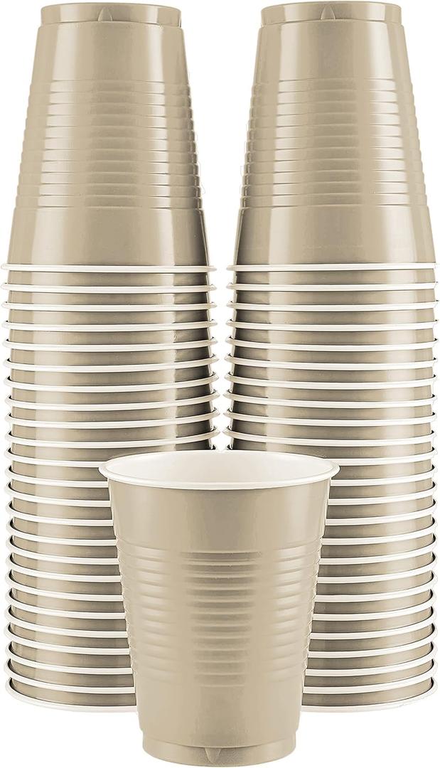 Disposable Plastic Cups, Ivory Colored Plastic Cups, 18-Ounce Plastic Party Cups, Strong and Sturdy Disposable Cups for Party, Wedding, Christmas, Halloween Party Cup, 50 Pack