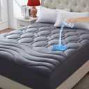 ELVEN HOME King Size Mattress Pad Waterproof, Cooling Mattress Topper Noiseless, Leak Proof Mattress Protector Deep Pocket Washable, Quilted Fitted Soft King Mattress Pad Cover (78x80 inch, Grey)